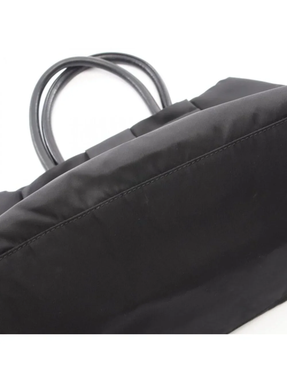 Prada Handbag Tessuto Fiocco Ribbon Black Nylon Leather Tote
